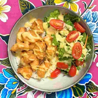 Crispy Salmon lime mayo Rice bowl